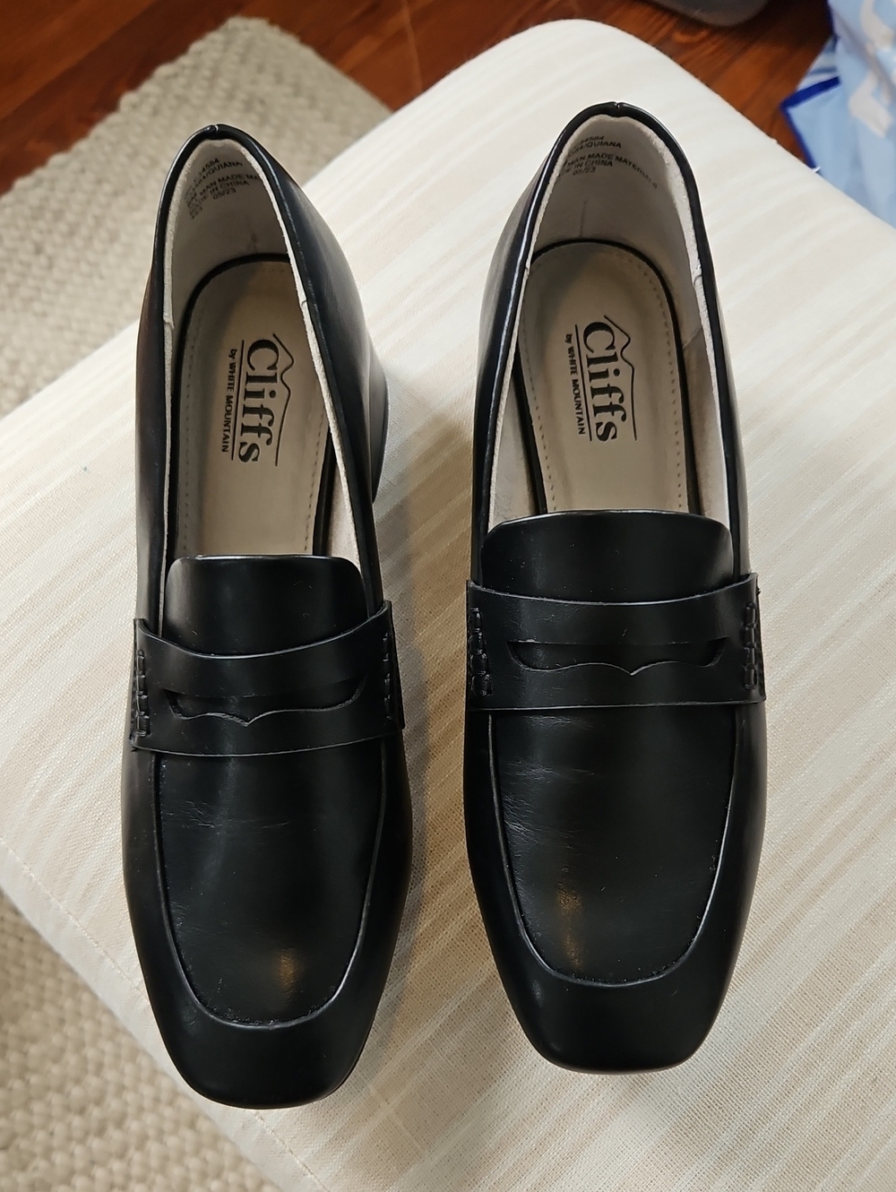 Women's Black Penny Loafers- 8